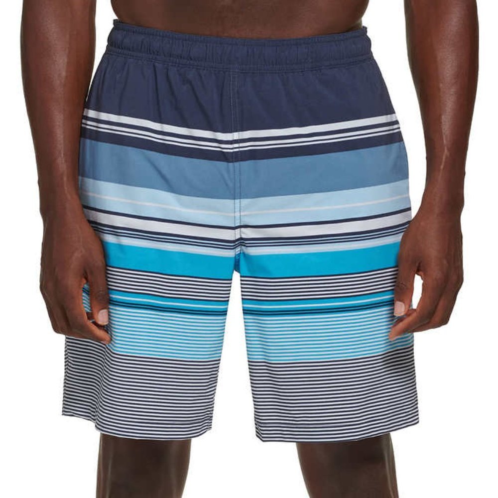 NEW Kirkland Signature Men's Swim Shorts | Blue Stripes